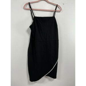 Junior Girls BYBY Pullover Mini Dress XL Black Lined Rhinestones Spaghetti Strap